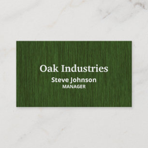Deep Green Woodgrain Look Professional Business Card