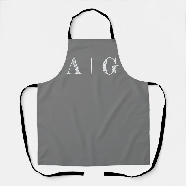 Deep Grey Beige and White Apron- Customisable  Apron (Front)