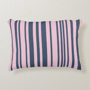 Deep Grey Blue and Pink Stripes Decorative Cushion