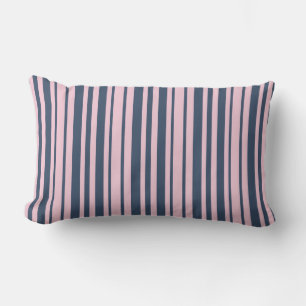 Deep Grey Blue and Pink Stripes Lumbar Cushion