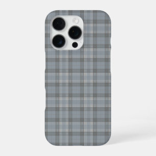 Deep Grey-Blue and Soft Grey Plaid iPhone 16 Pro Case