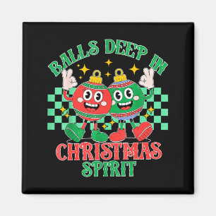 Deep In Christmas Bauble Festive Checkered Xmas Magnet