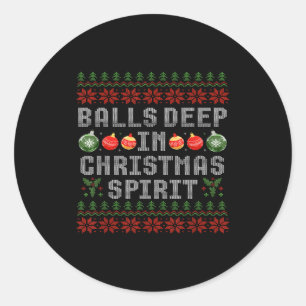 Deep In The Christmas Srit Couples Ugly Matching Classic Round Sticker