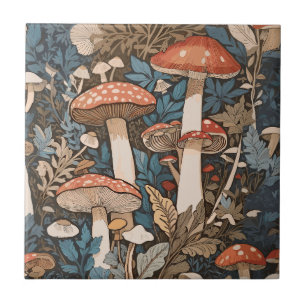 Deep In the Forest Mushrooms Ceramic Tile