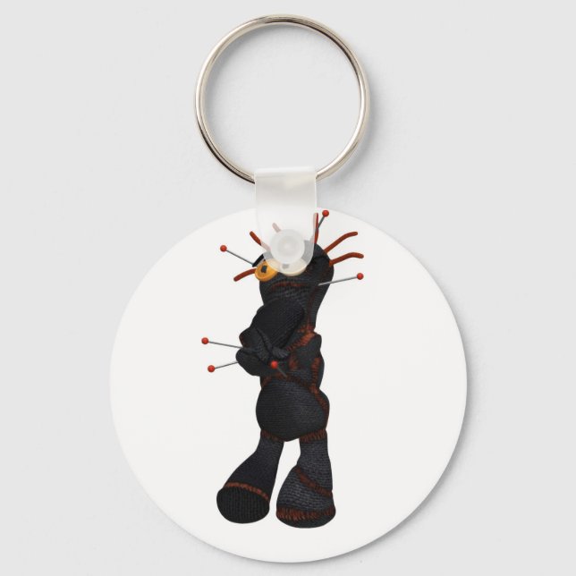 Deep In Thought Black Voodoo Doll Keychain (Front)