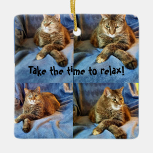 DEEP IN THOUGHT KITTY  CERAMIC ORNAMENT