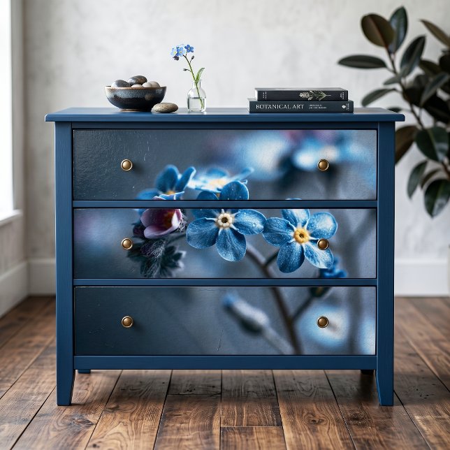Deep Indigo Moody Botanical Forget-Me-Not Decoupag Tissue Paper (Creator Uploaded)