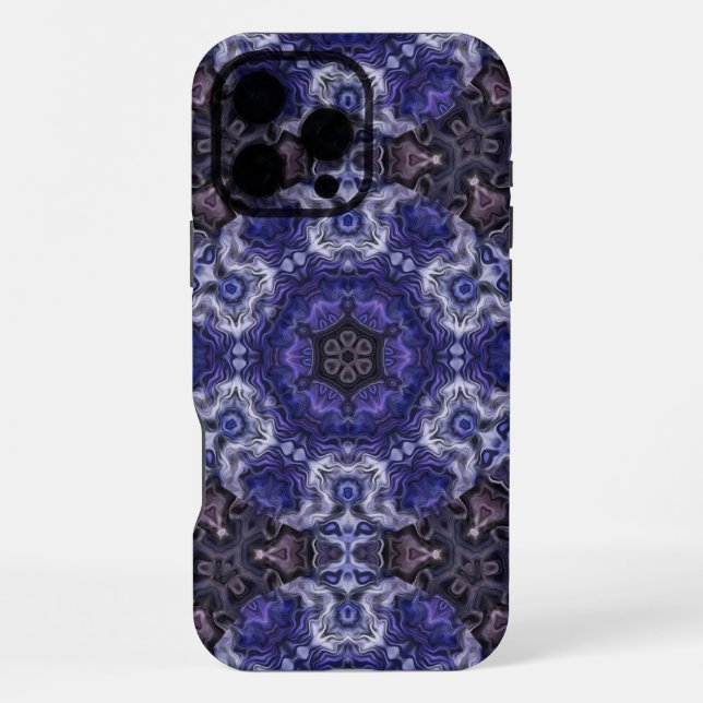 Deep Indigo Swirl Mandala with Fluid Patterns iPhone Case (Back)