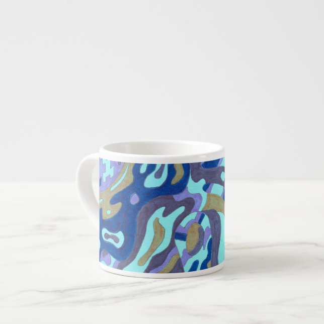 "Deep is the Ocean" Original Abstract Espresso Cup (Front Left)