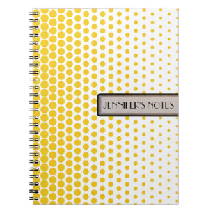 Deep Lemon Polka Dot Elegant Modern White Notebook