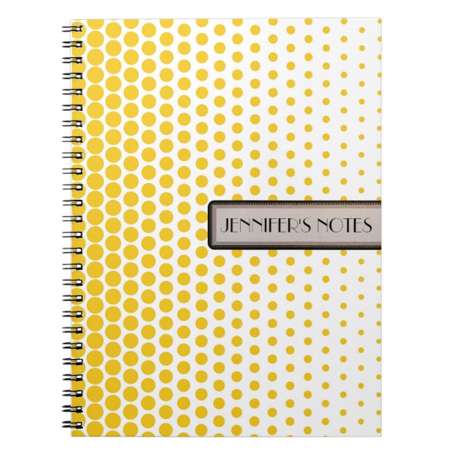 Deep Lemon Polka Dot Elegant Modern White Notebook (Front)