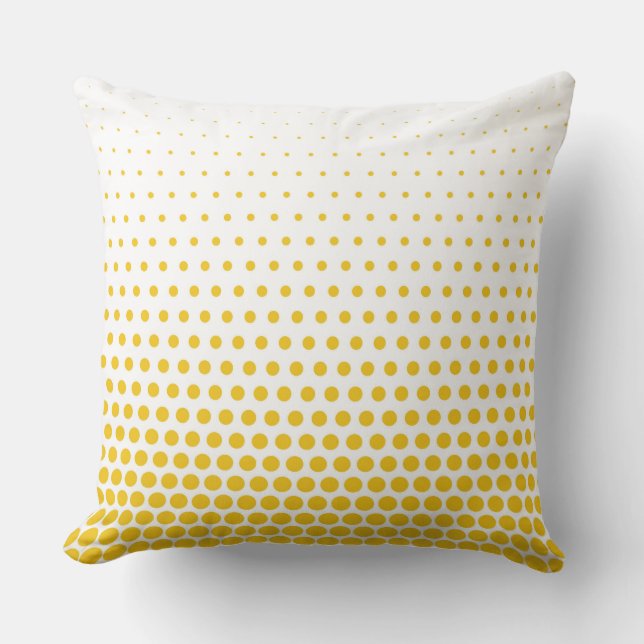 Deep Lemon Polka Dot Modern White Cushion (Front)