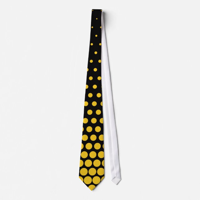 Deep Lemon Polka Dots Modern Black Tie (Front)