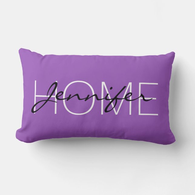 Deep lilac colour home monogram lumbar cushion (Front)