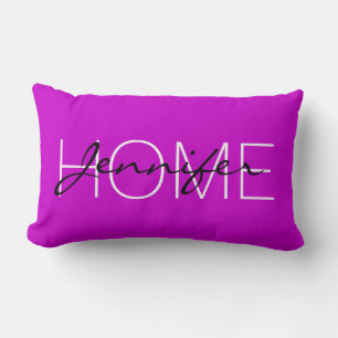 Deep magenta colour home monogram lumbar cushion