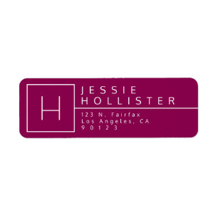 Deep Magenta Monogrammed Return Address Return Address Label