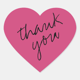 Deep Magenta - Pink Heart Thank You Sticker
