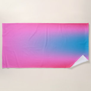Deep Magenta Pink to Red & Blue Auric Ombre  Beach Towel