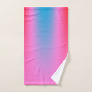 Deep Magenta Pink to Red & Blue Auric Ombre Hand Towel