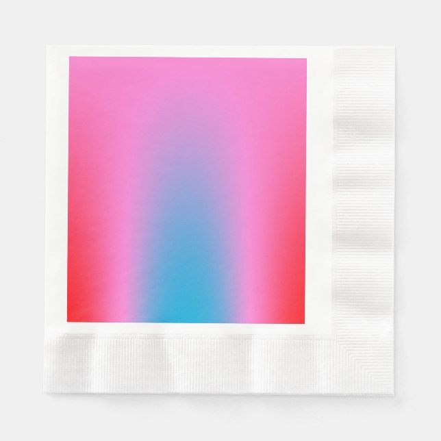 Deep Magenta Pink to Red & Blue Auric Ombre  Napkin (Front)