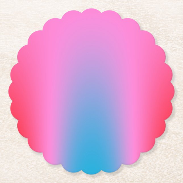 Deep Magenta Pink to Red & Blue Auric Ombre  Paper Coaster (Front)