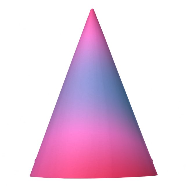 Deep Magenta Pink to Red & Blue Ombre Party Party Hat (Front)