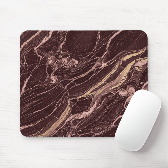 Deep Marble Red Contemporary Aesthetic Look Mouse Pad (With Mouse)