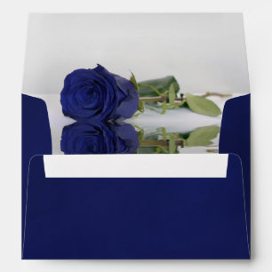 Deep Marbled Navy Blue with Rose Elegant Wedding Envelope