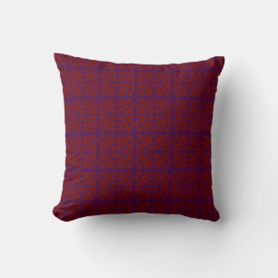 Deep maroon wine red and darkest purple patterns cushion