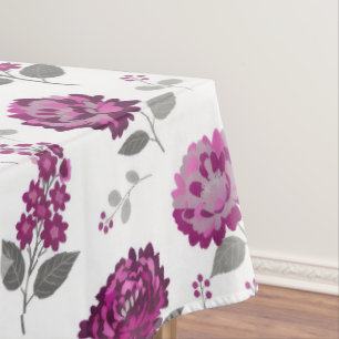 Deep Mauve flowers modern decorative bathroom Tablecloth