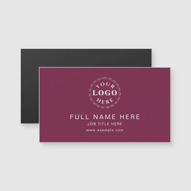 Deep Mulberry Clean Design Magnetic Business Card (Front/Back)
