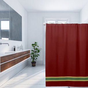 Deep Mustard Yellow and Sage Green stripe Shower Curtain