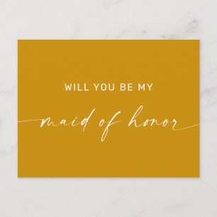 Deep Mustard Yellow   Be My Maid of Honour Proposa Postcard