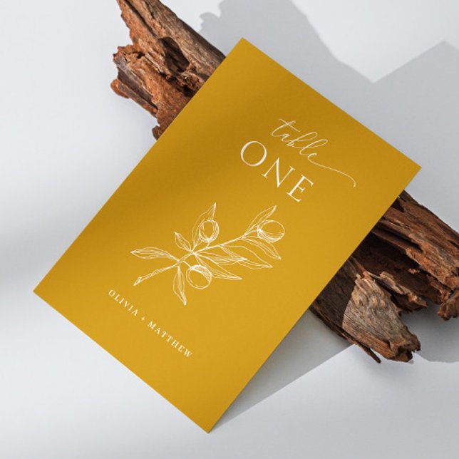 Deep Mustard Yellow Olive Wedding | Elegant Fall Table Number (Creator Uploaded)