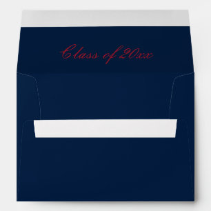 Deep Navy And Scarlet Typography Graduation  Envelope