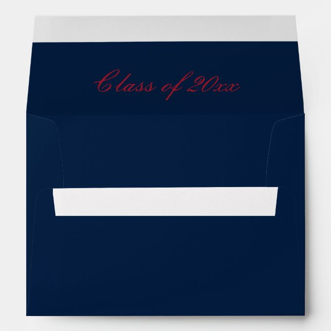 Deep Navy And Scarlet Typography Graduation  Envelope (Back (Bottom))