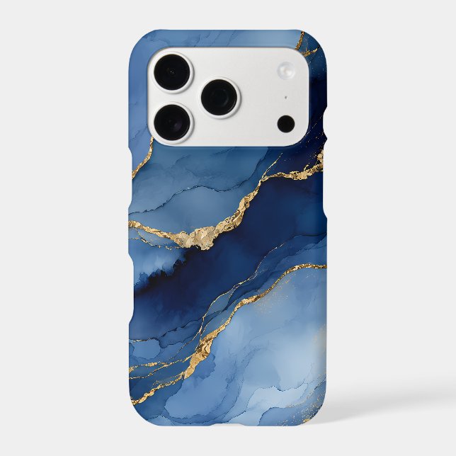 Deep Navy Blue and Gold Alcohol Ink Agate Texture  (Back)