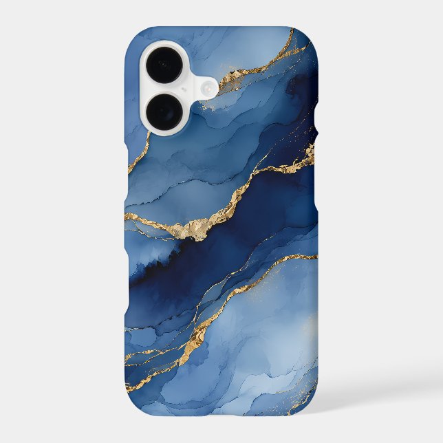 Deep Navy Blue and Gold Alcohol Ink Agate Texture  (Back)