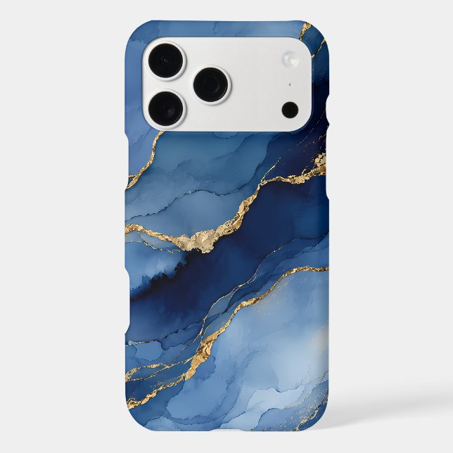 Deep Navy Blue and Gold Alcohol Ink Agate Texture  (Back)