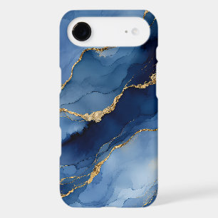 Deep Navy Blue and Gold Alcohol Ink Agate Texture