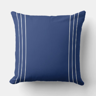 Deep Navy Blue with Thin White Stripes Cushion