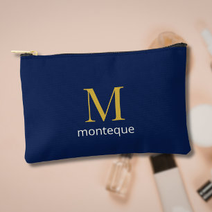 Deep Navy Luxury Custom Monogram Gift For Her Accessory Pouch