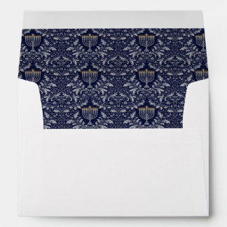 Deep Navy Menorah William Morris Pattern Envelope