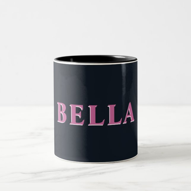 Deep navy pink custom name  Two-Tone coffee mug (Center)