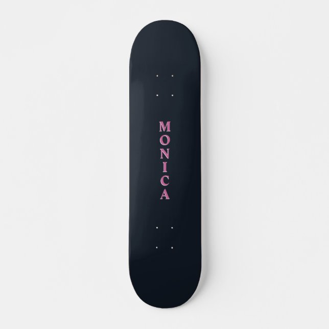 Deep navy pink custom skateboard (Front)