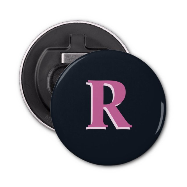 Deep navy pink monogrammed bottle opener (Front)