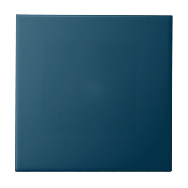 Deep Ocean Blue Solid Colour | #063e59 Ceramic Tile (Front)