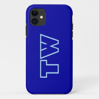 Deep Ocean Blue Solid Colour Minimalist Monogram 