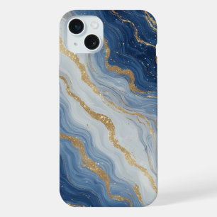 Deep Ocean Gold Marble Flow ✨ Elegant Abstract iPhone 15 Plus Case