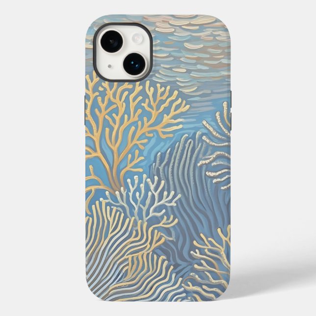 Deep Ocean Golden Corals Case-Mate iPhone Case (Back)